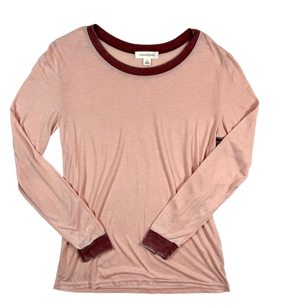 Treasure & Bond NWT Small Pink Smoke Red Crew Neck Long Sleeve Shirt